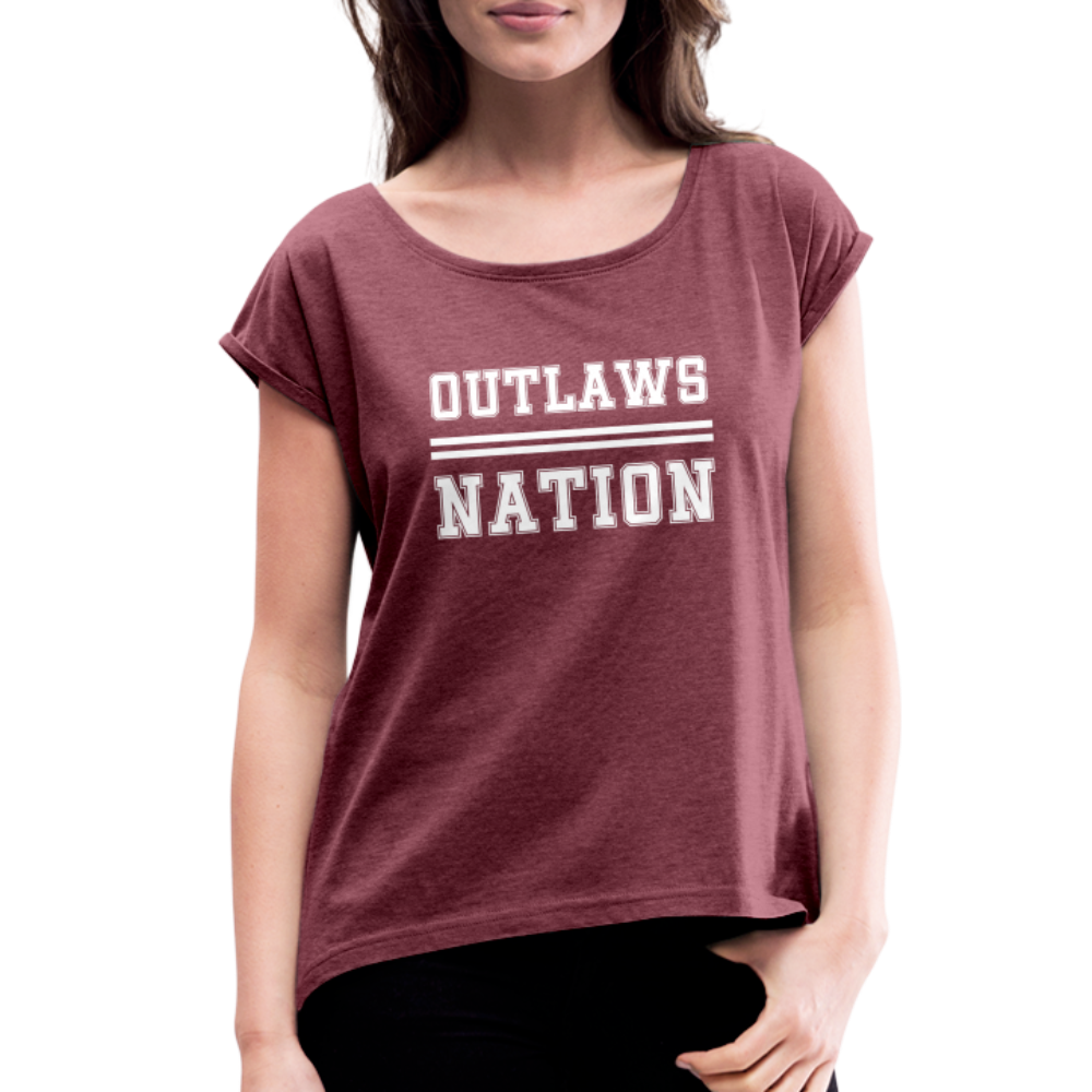 Women's Roll Cuff T-Shirt - heather burgundy