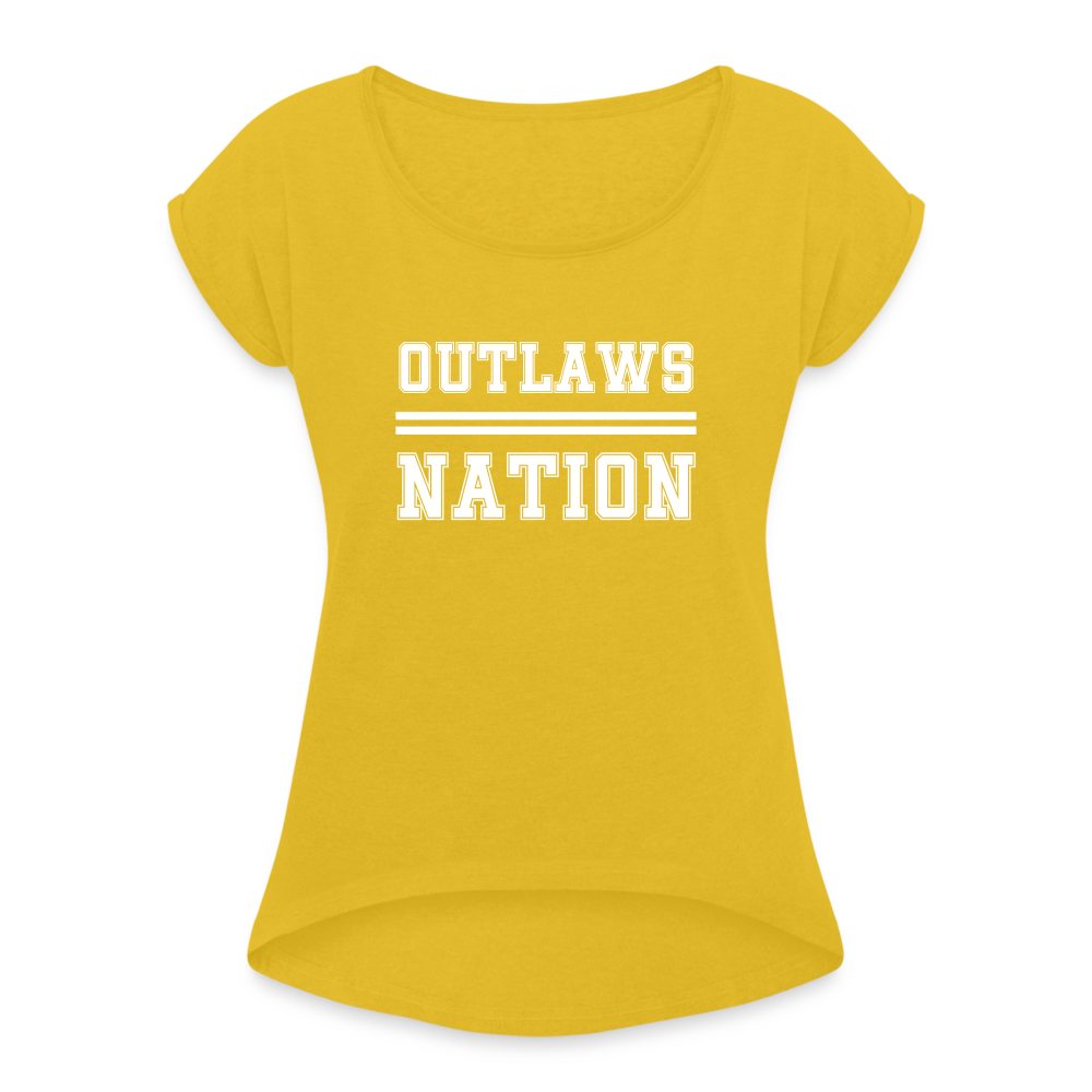 Women's Roll Cuff T-Shirt - mustard yellow