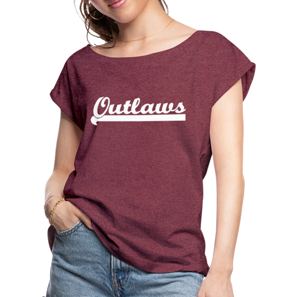 Women's Roll Cuff T-Shirt - heather burgundy