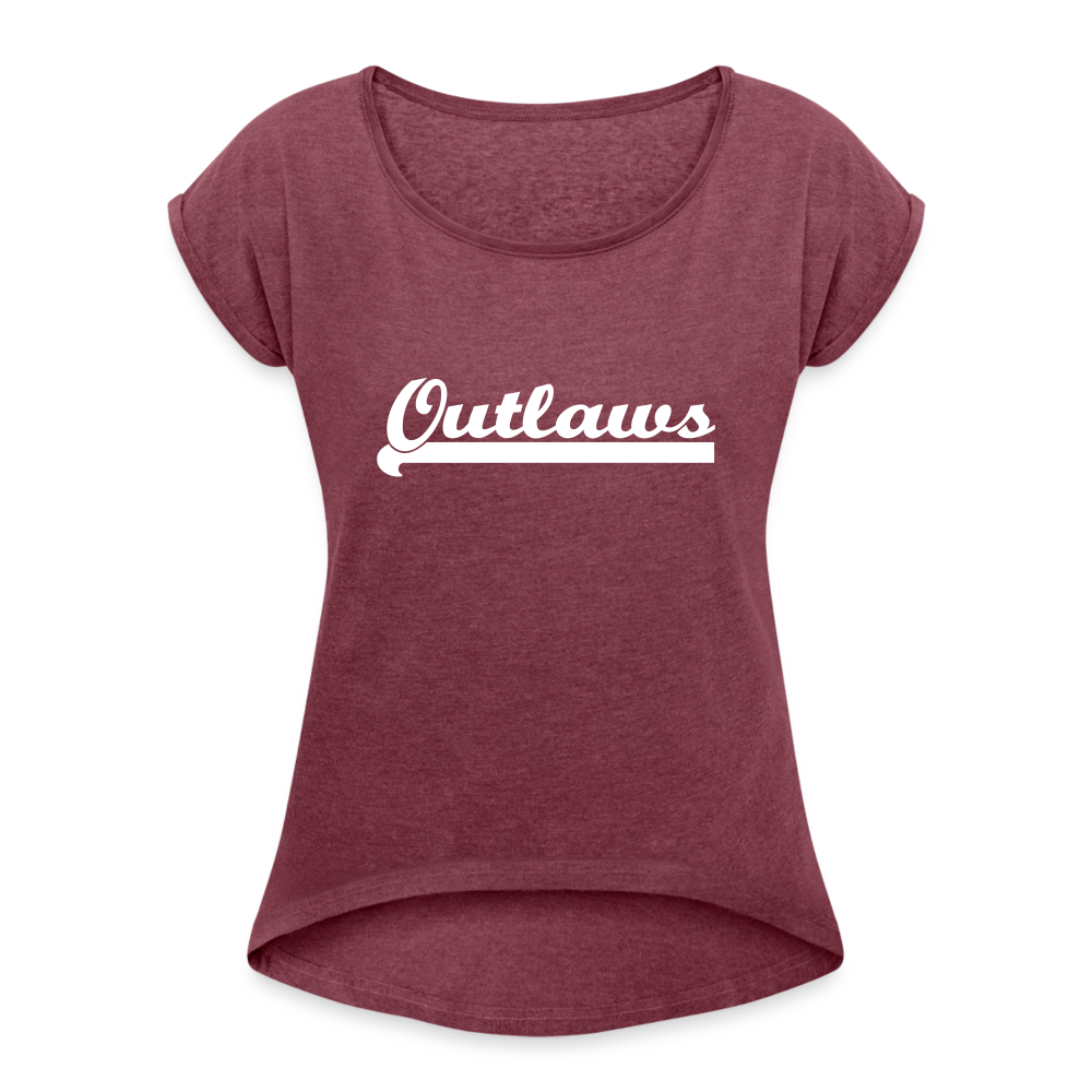 Women's Roll Cuff T-Shirt - heather burgundy