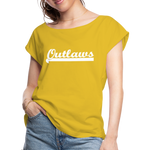 Load image into Gallery viewer, Women&#39;s Roll Cuff T-Shirt - mustard yellow
