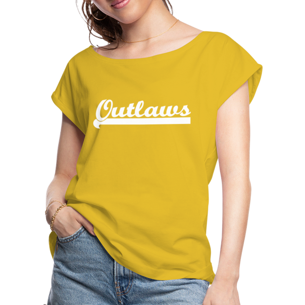 Women's Roll Cuff T-Shirt - mustard yellow