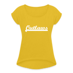 Load image into Gallery viewer, Women&#39;s Roll Cuff T-Shirt - mustard yellow
