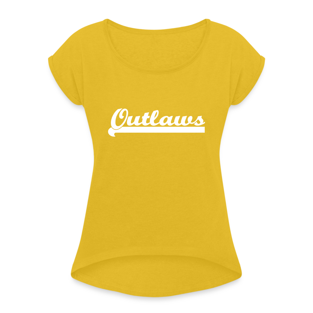 Women's Roll Cuff T-Shirt - mustard yellow